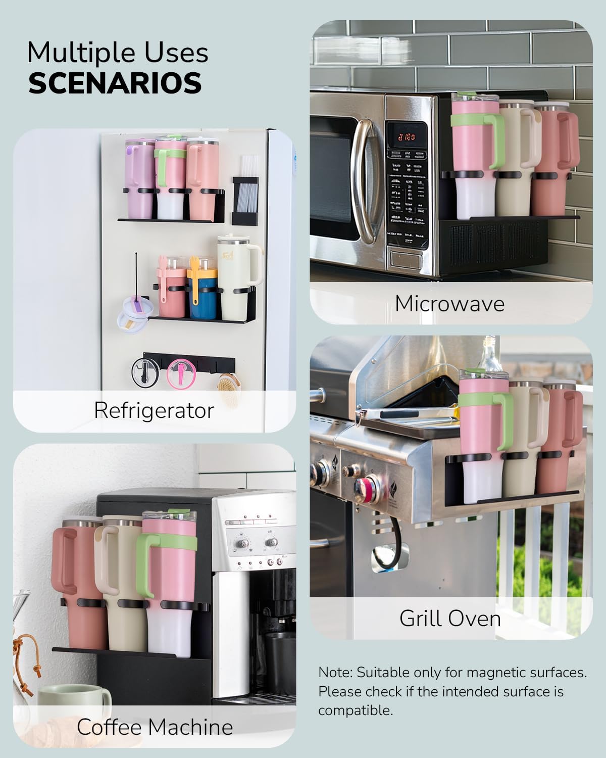 HAMARA Fiber Steel Magnetic Stanley Cup Holder for Fridge